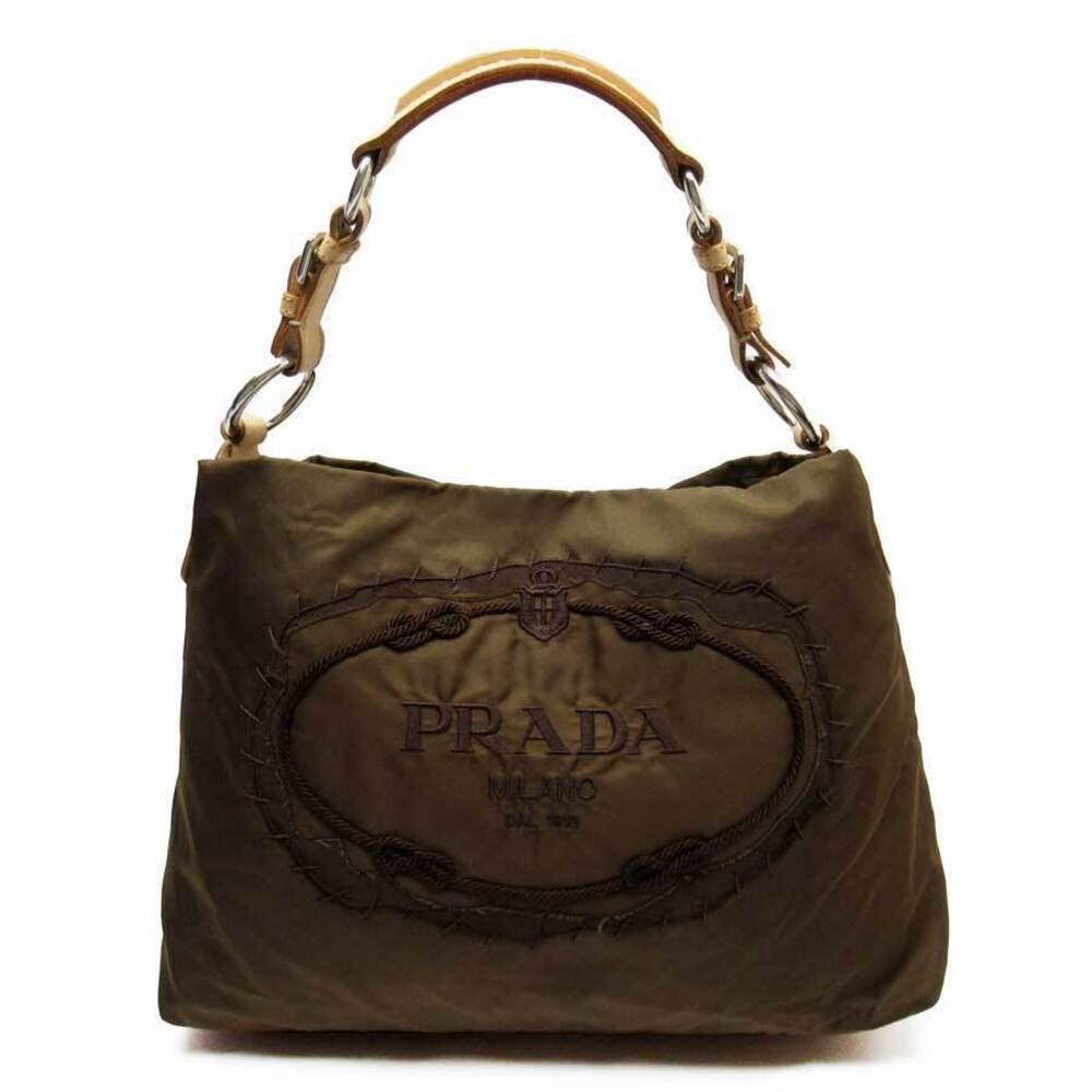 Prada Shoulder Bag Khaki Green Leather - Picture 1 of 3